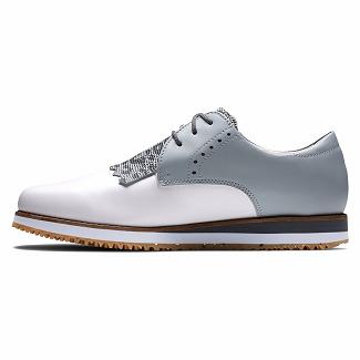 Scarpe Golf Footjoy Donna Sport Retro Spikeless Bianche/Grigie Chiaro Italia XIQ581079